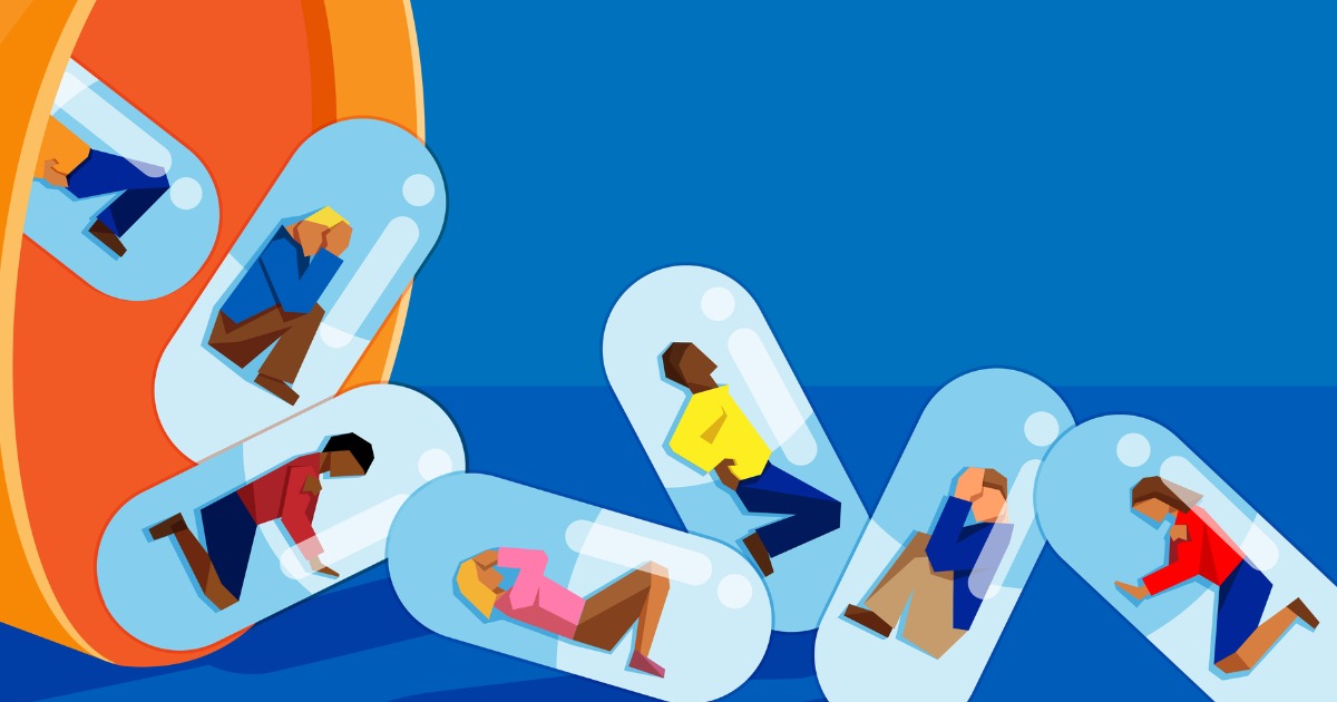 People Trapped Inside of Pill Capsules Illustration