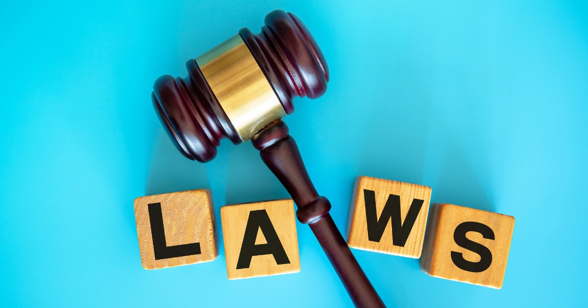 LAWS Written With Wood Block Letters & Gavel