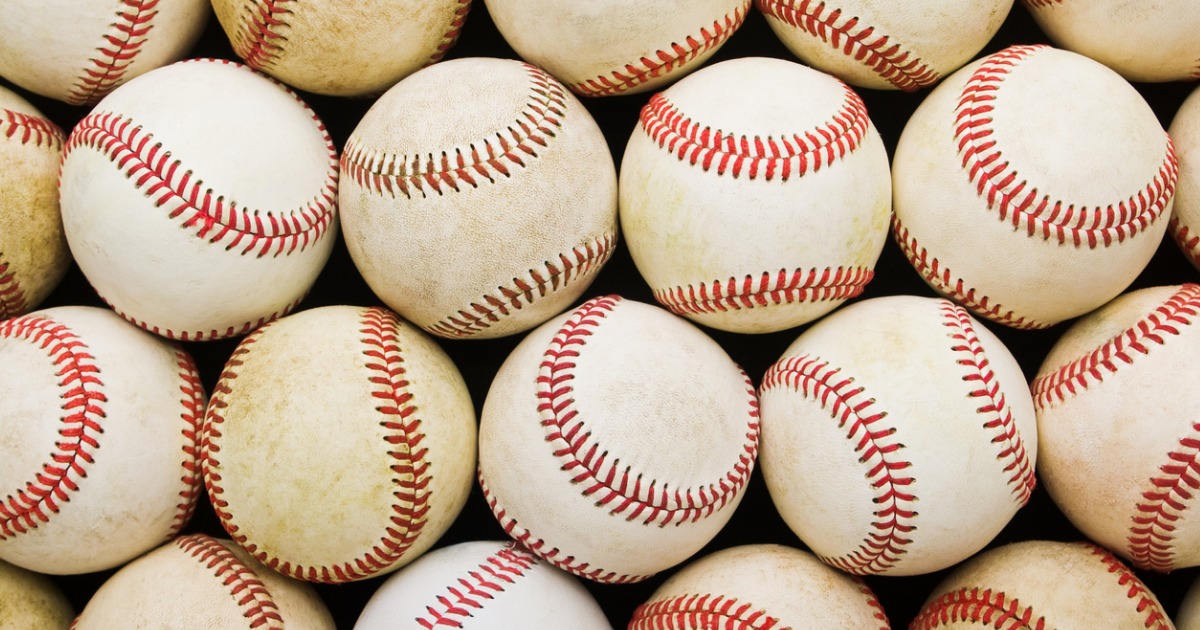 Stacked Rows of Aged Baseballs